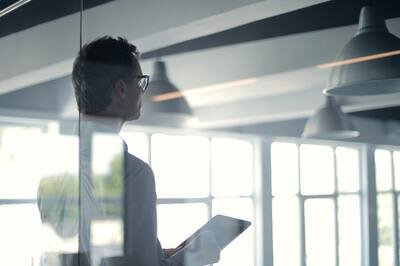 man giving presentation