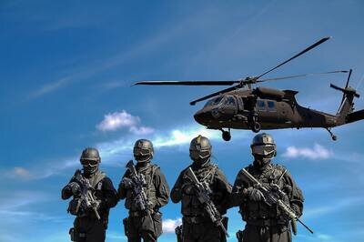 swat team and helicopter